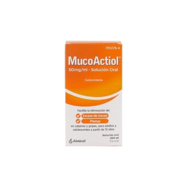 MUCOACTIOL 50 MG/ML SOLUCIÓN ORAL, 1 frasco de 200 ml
