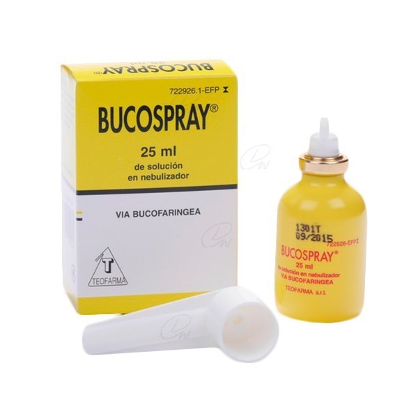 BUCOSPRAY 15 mg/ml + 0,5 mg/ml  SOLUCION PARA PULVERIZACION BUCAL, 1 frasco de 25 ml