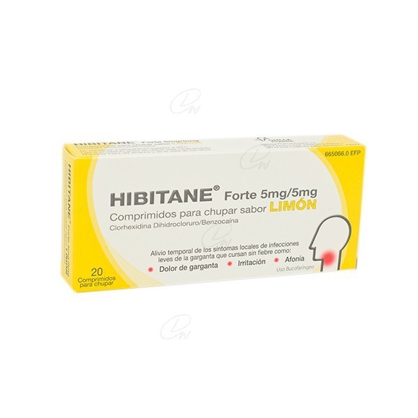HIBITANE 5 mg/5 mg COMPRIMIDOS PARA CHUPAR SABOR LIMON, 20 comprimidos