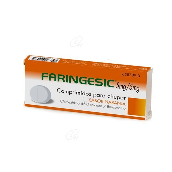 FARINGESIC 5 mg/5 mg COMPRIMIDOS PARA CHUPAR SABOR NARANJA, 20 comprimidos