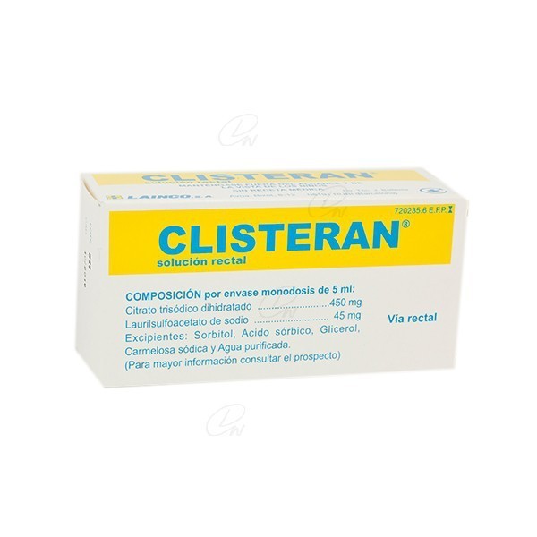 CLISTERAN SOLUCION RECTAL, 4 enemas de 5 ml