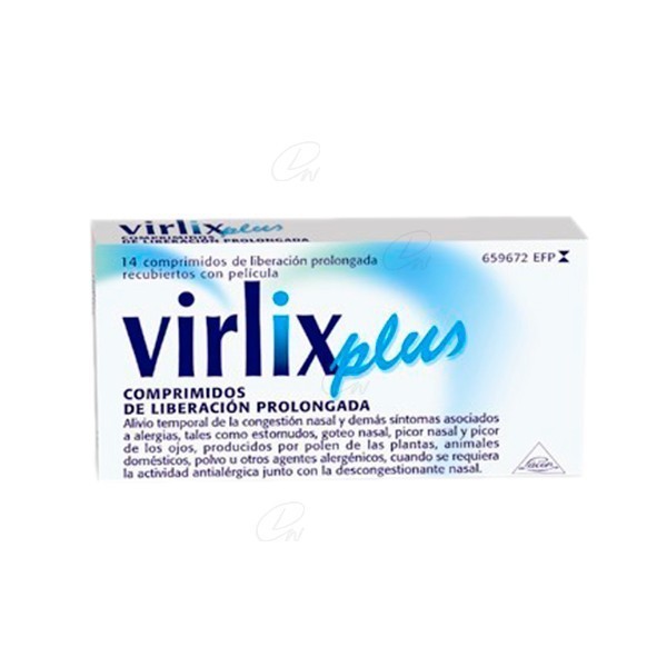VIRLIX PLUS COMPRIMIDOS DE LIBERACION PROLONGADA RECUBIERTOS CON PELICULA, 14 comprimidos
